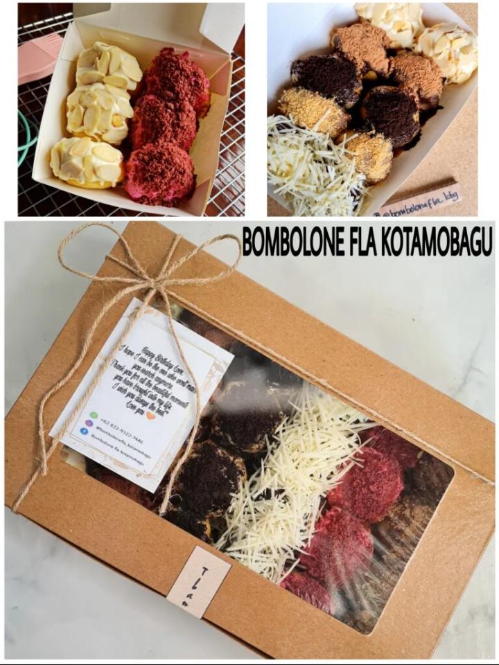 Roti isi Bombolone fla usaha milik Sintia Bahansubu dan Alwiah Masagu bertempat di Jalan Amal Kelurahan Mogolaing Kecamatan Kotamobagu Barat. (foto: tangkapan layar akun facebook Sintia Bahansubu)