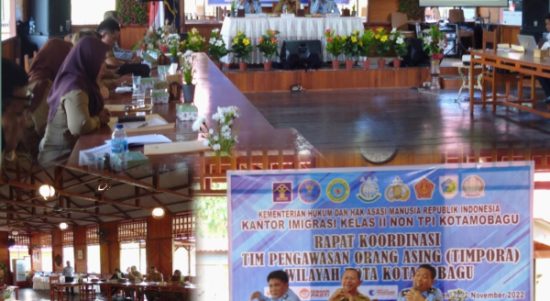 Tampak suasana rapat Timpora yang digelar Imigrasi Kotamobagu, di Pondok Telaga, Kecamatan Kotamobagu Selatan, Kota Kotamobagu, Senin 28 November 2022. (foto.Yudi Paputungan)