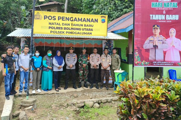 Kapolres Bolmut AKBP Areis Aminnulla meninjau Pos Pengamanan Nataru,, Sabtu, 24 Desember 2022, pagi tadi. (Foto: dok/Polres Bolmut)