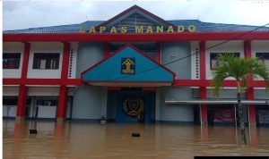 Tampak Lapas Kelas IIA Manado yang masih tergenang banjir, Jumat 27 Januari 2023. (foto.dok/Rutan Kotamobagu)
