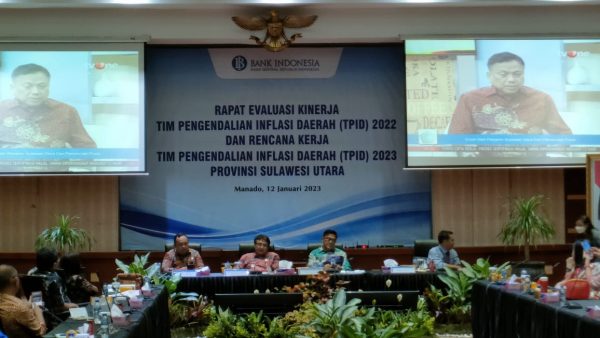 Tampak suasana rapat evaluasi kerja Tim TPID Provinsi Sulawesi Utara 2023, di Kantor Perwakilan Bank Indonesia Sulawesi Utara, Kamis 12 Januari 2023. (foto.dok/BI Perwakilan Sulawesi Utara)
