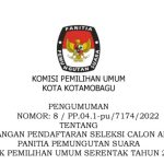Surat KPU Kotamobagu tentang perpanjangan pendaftaran seleksi calon anggota PPS Pemilu 2024. (dok/KPU Kotamobagu)