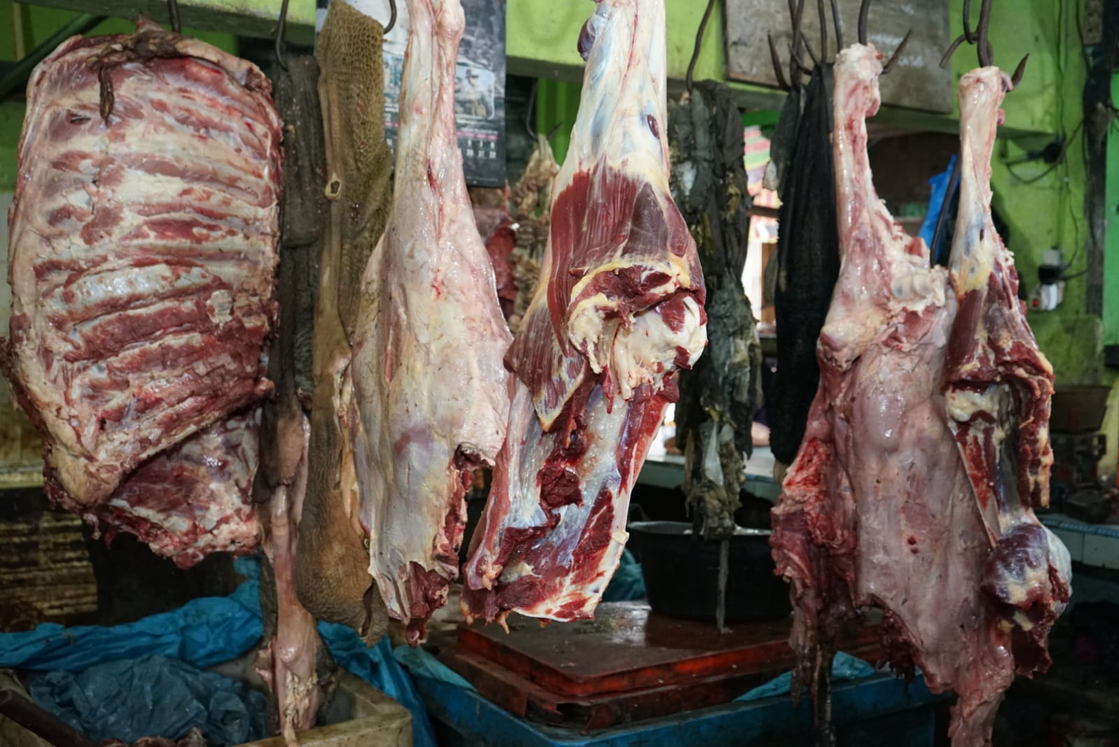 Daging Sapi yang dijual pedagang di Pasar. Foto: Anggi Lubis/bolmong.news