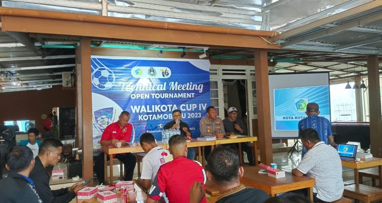 Technical meeting open tournament Wali Kota Cup IV Kotamobagu 2023. Foto: Miranty Manangin/bolmong.news