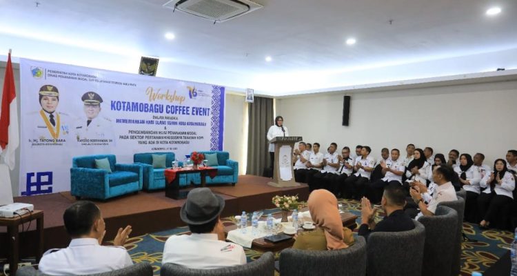 Tampak Wali Kota Kotamobagu Tatong Bara membuka Workshop Kotamobagu Coffee Event,bertempat di Hotel Sutan Raja Kotamobagu, Rabu (17/5/2023). Foto: Miranty Manangin/bolmong.news