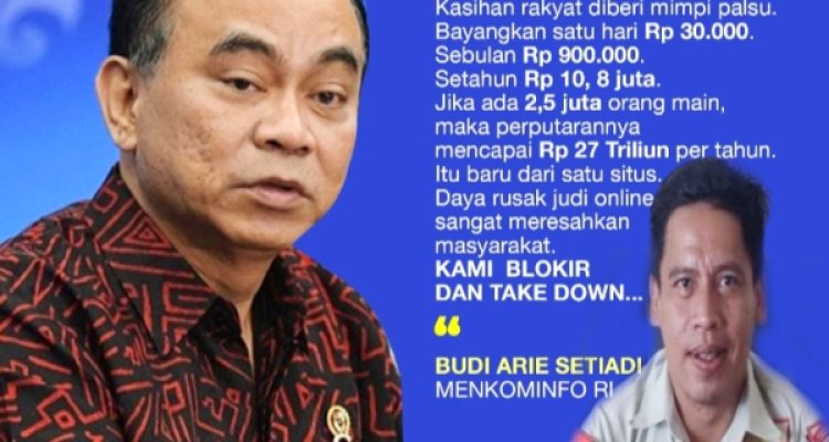 Menkominfo RI Budi Arie Setiadi kolaborasi bersama Kepala Diskominfo Bolmong Marief Mokodompit, berantas Judi Online atau Judi Slot. (foto.Diskominfo Bolmong)