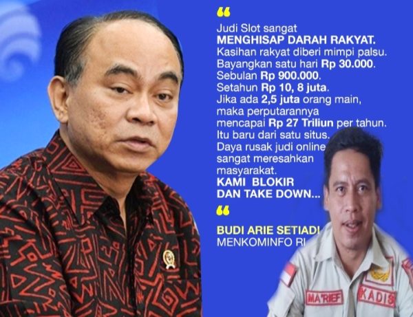 Menkominfo RI Budi Arie Setiadi kolaborasi bersama Kepala Diskominfo Bolmong Marief Mokodompit, berantas Judi Online atau Judi Slot. (foto.Diskominfo Bolmong)