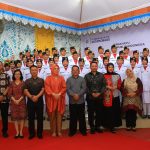 Tampak Wali Kota Kotamobagu Tatong Bara dan Wakil Wali Kota Nayodo Koerniawan bersama Forkopimda, Sekretaris Daerah Sofyan Mokoginta, Ketua TP PKK Kotamobagu Anki T Mokoginta dan Paskibraka menghadiri malam resepsi Hari Ulang Tahun Kemerdekaan Republik Indonesia ke-78 dan ramah tamah bersama Paskibraka Kotamobagu Tahun 2023, di rumah dinas wali kota, Kamis (17/8/2023). Foto: dok/Diskominfo Kotamobagu.