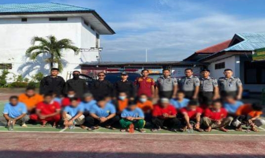 Tampak 20 orang warga binaan Rutan Kotamobagu, saat akan dipindahkan ke Lapas Manado, Sulawesi Utara, Sabtu 23 September 2023. (Foto.Rutan Kotamobagu)