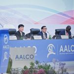 Presiden AALCO ke-61 Menkumham Yasonna H Laoly, saat menyampaikan sambutannya di acara malam inaugurasi AALCO, Bali, Senin 16 Oktober 2023. (Foto.Kantor Imigrasi Kotamobagu)