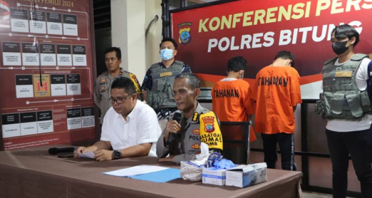 Polisi tangkap Dua tersangka baru kasus bentrokan Dua kelompok di Bitung, Senin (27/11/2023). Foto: dok/Polda Sulut.