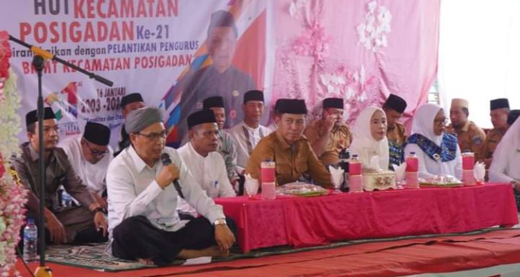 Dzikir dan dakwah bersama dalam rangka peringatan Hari Ulang Tahun (HUT) Kecamatan yang ke-21 Tahun, Selasa (16/1/2024, bertempat di Kantor Kecamatan Posigadan Kabupaten Bolsel. Foto: Wawan Dengan/Bolmong.news