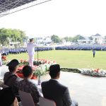 Tampak suasana upacara peringatan Hari Otda, Hari Kartini ke-145 dan apel Korpri yang dilaksanakan di Alun-alun Boki' Hontinimbang Kotamobagu, Kamis (25/4/2024). Foto: dok/Diskominfo Kotamobagu.