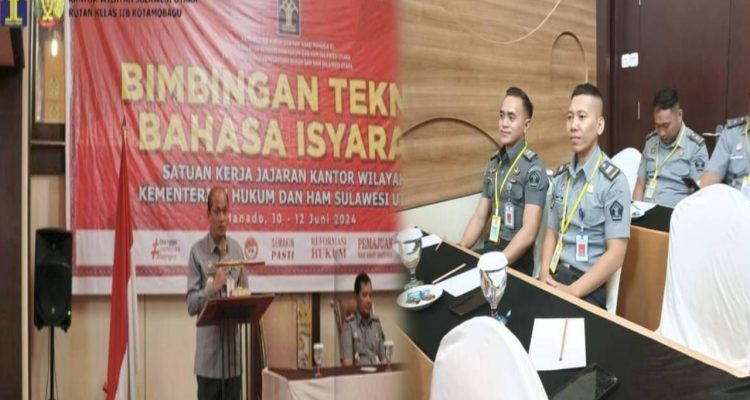 Tampak Pegawai Rutan Kotamobagu Kanwil Kemenkumham Sulut saat mengikuti Bimtek Bahasa Isyarat, di Balai Diklat Hukum dan HAM, Senin 10 Juni 2024. (Foto.Rutan Kotamobagu)