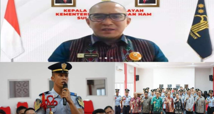 Kepala Kanwil Kemenkumham Sulut Ronald Lumbuun, saat memberikan arahan kepada para Taruna-Taruni Poltekim, secara virtual, Jumat 21 Juni 2924. (Foto.Rutan Kotamobagu)