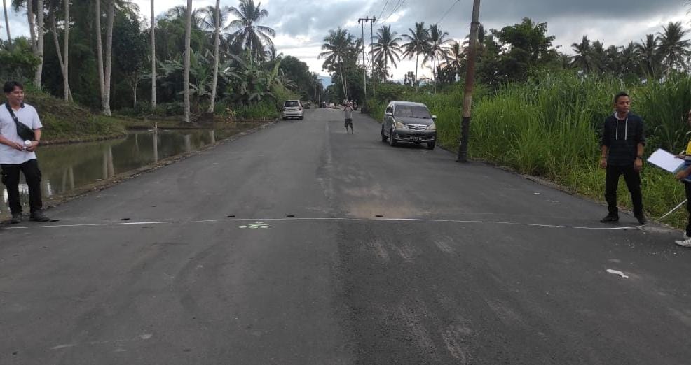 tampak salah satu ruas jalan yang telah selesai dikerjakan oleh Dinas PUPR Kotamobagu. Foto: Nindy Pobela/bolmong.news