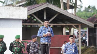 Pjs Bupati Bolaang Mongondow Selatan memimpin upacara memperingati Hari Pahlawan ke-79 Tahun 2024. Foto: Wawan Dentaw/Bolmong.news