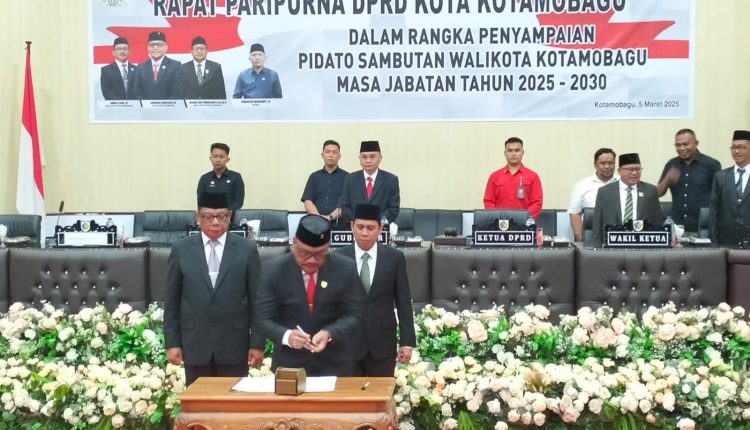 DPRD Kota Kotamobagu Gelar Paripurna Penyampaian Pidato Sambutan Wali Kota Terpilih Periode Tahun 2025-2030, Rabu (05/03/2025). Foto: Ist